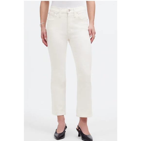 NWT MADEWELL Mid-Rise Kick-Out Size 27 Ankle-Length Pure White MSRP $128 - Picture 1 of 10